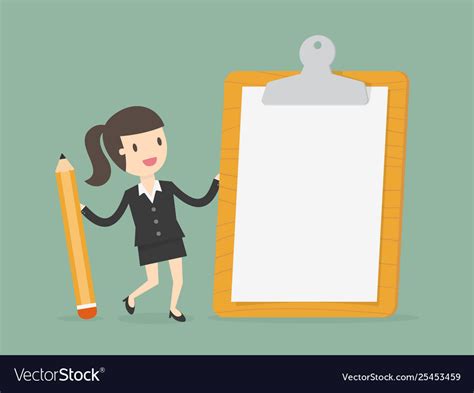 Businesswoman Holding A Clipboard With Blank Vector Image