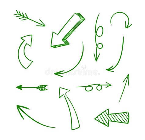 Vector Collection Of Doodle Green Arrows Stock Vector Illustration
