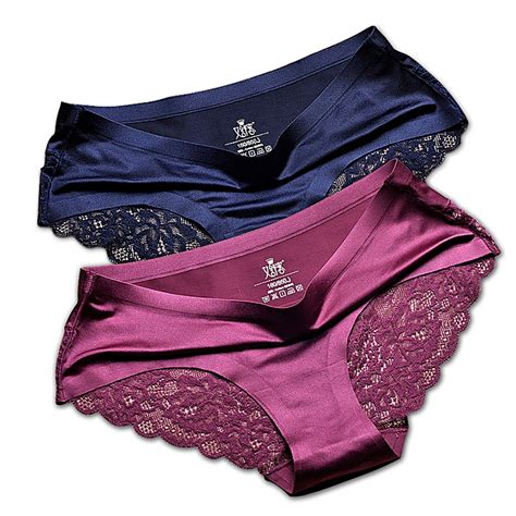 Fashion 2 Pack Satin Silk Panty Lace Underwear Women Panties Best
