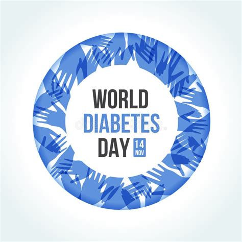 World Diabetes Day Blue Circle Symbol With Abstract Blue Hands