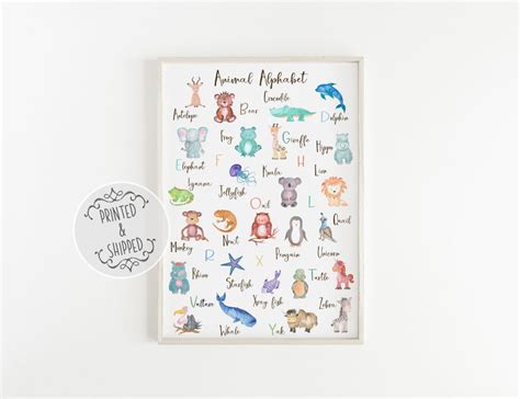 Animal Alphabet Print Alphabet Art Nursery Decor Nursery Etsy