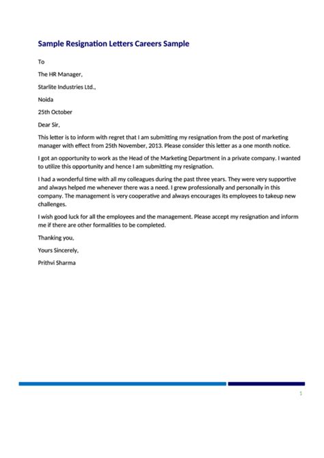 Resignation due to general reasons 1. Resignation Letter Template & Sample Letter printable pdf download