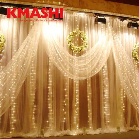 Kmashi Wedding Window Led Curtain Lights 6mx3m 600led Christmas Holiday