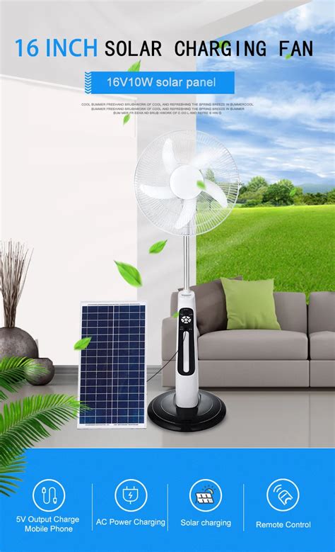 China Factory 16inch 18inch 12v Dc Solar Ac Dc Fan Solar Rechargeable Fan With Solar Panel Usb