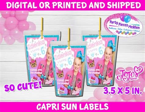 Jojo Siwa Capri Sun Labels Jojo Party Supplies Jojo Siwa Etsy Jojo