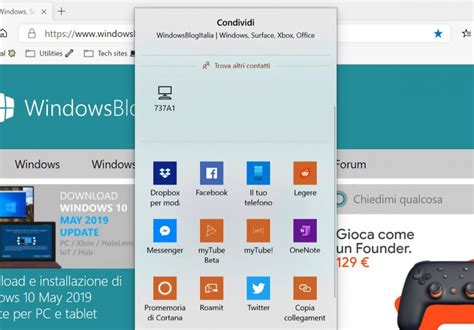 Microsoft Edge Introduce Il Pulsante Condividi Sulla Barra Degli Strumenti