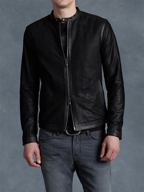 John Varvatos Leather Racer Jacket In Black For Men Lyst