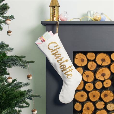 Personalised Gold Glitter Name Christmas Stocking Christmas Stockings