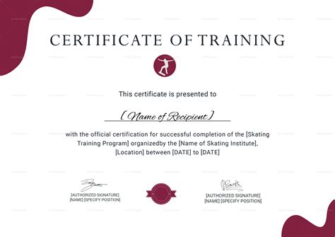 Training Certificate For Skating Design Template In Psd Word