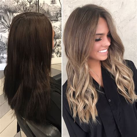 Dimensional Bronde Transformation With Two Rows Of 18 Inch Extensions Dark To Light Hair