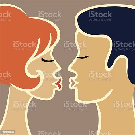 Illustration De Dessin Animé Romantique De Couple Kissing Vecteurs Libres De Droits Et Plus D