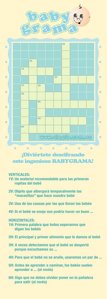 Juegos Para Baby Shower Crucigrama Con Respuestas Crucigrama Baby