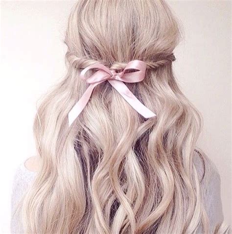 Perfect And Simple Braid With A Pink Ribbon ♡ Girly Hairstyles Hair Looks Kawaii Hairstyles