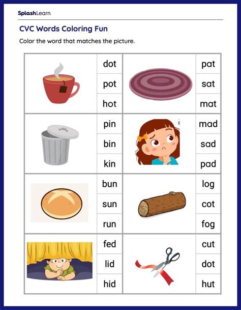 Phonics Exploration Coloring With Cvc Words Printable Reading Worksheet