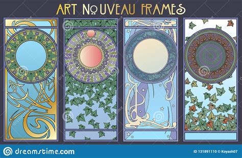 Art Nouveau Styel Decorative Frames Ilustración Del Vector