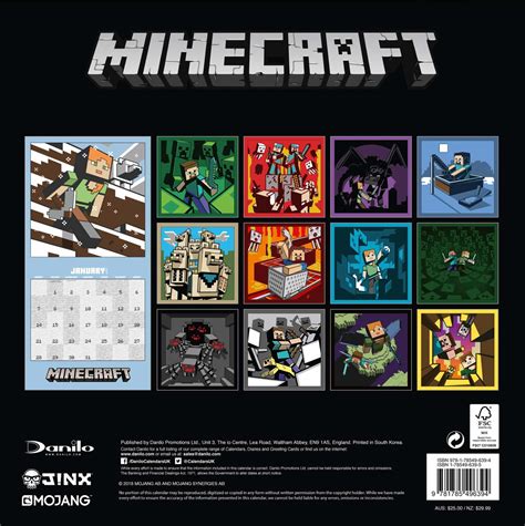 Minecraft 2019 16 Month Square Wall Calendar By Danilo 9781785496394 Ebay