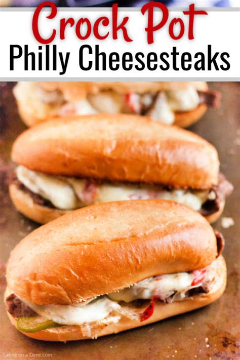 Slice the roast into thin slices. Crock Pot Philly Cheese Steak Sandwich Recipe - Easy ...