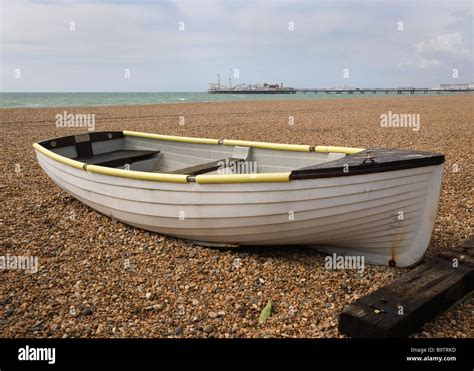A Fishing Boat On Brighton Beach Stock Photo Alamy