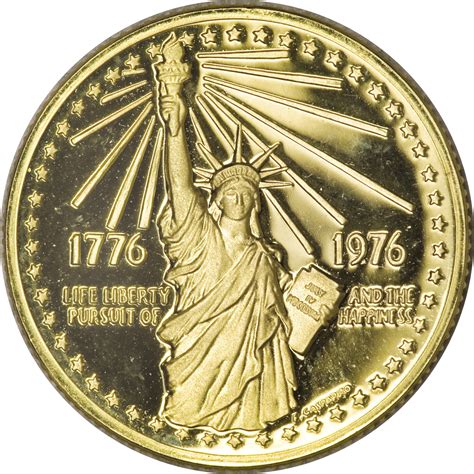 1776 1976 Gold Bicentennial Statue Of Liberty Medal Us Mint