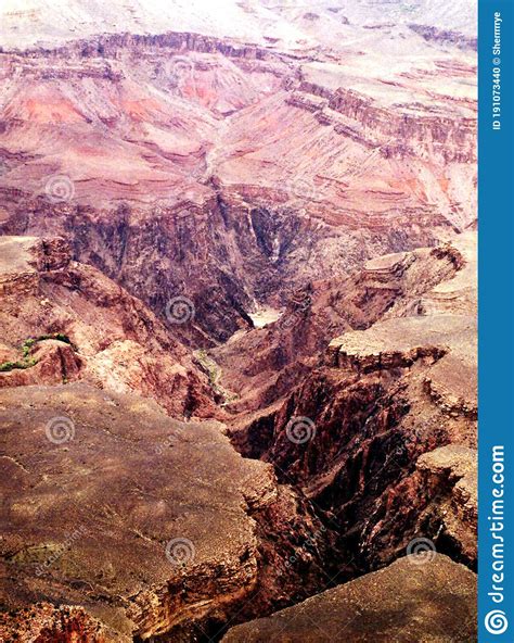 Aerial Arizona View Of Grand Canyon Gorge From A Helicopter Stock