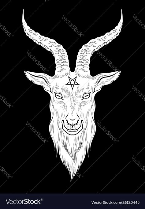Baphomet Demon Goat Head Hand Drawn Print Vector Image
