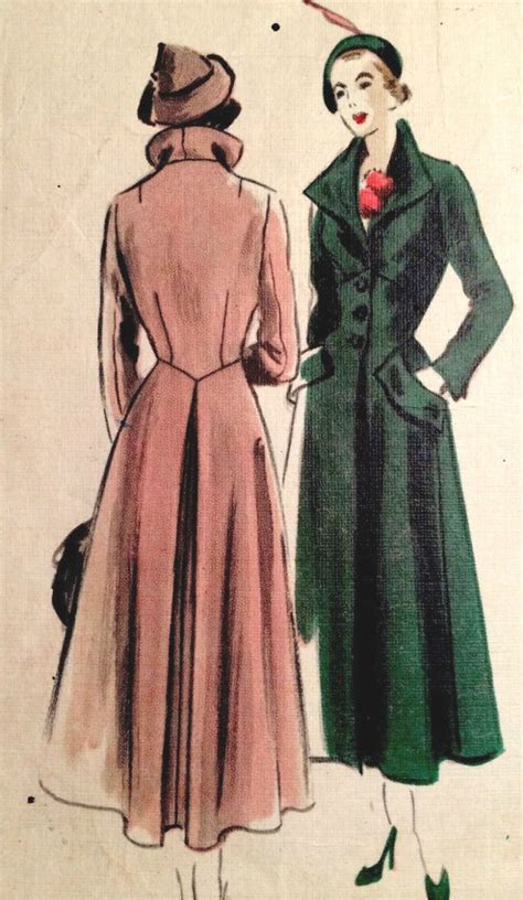 1949 Vintage Vogue Sewing Pattern B44in Coat 1914 By