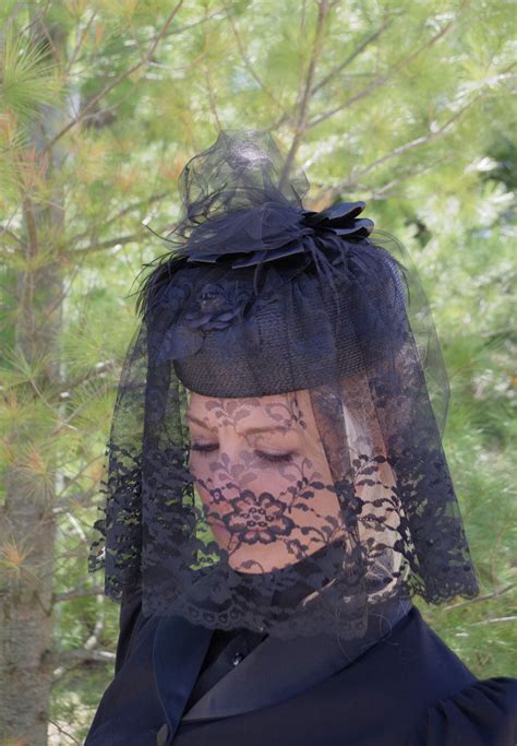 Black Mourning Hat And Veil Etsy