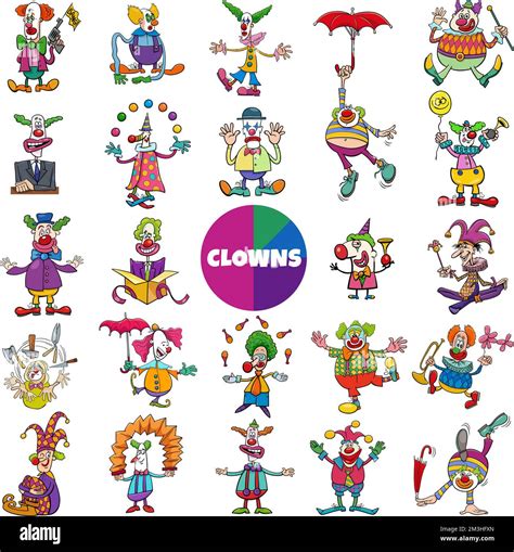 cartoon illustration of funny clowns comic characters big set stock vector image and art alamy