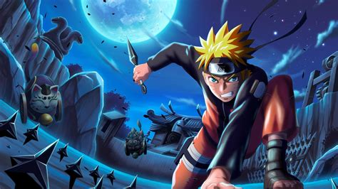Download 1366x768 Uzumaki Naruto Ninja Moonlight Shurikens