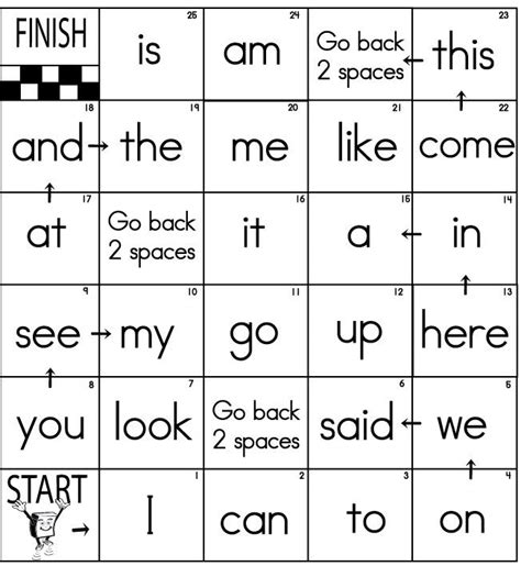 Board Games Sight Words Kindergarten Sight Words Sight Word Games
