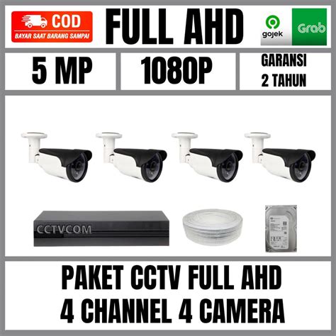 Jual PAKET CCTV 4 CHANNEL 4 CAMERA 5MP FULL AHD 1080P KOMPLIT KAMERA