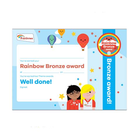 Bronze Award Certificate Rainbows Official Girlguiding Shop