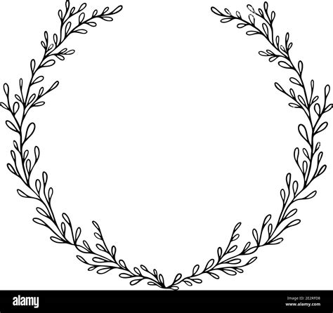 Hand Drawn Vector Floral Wreath Ink Drawing Graphic Style Beautiful