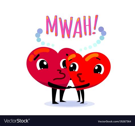Couple In Love Two Funny Cartoon Hearts Kisses Vector Image