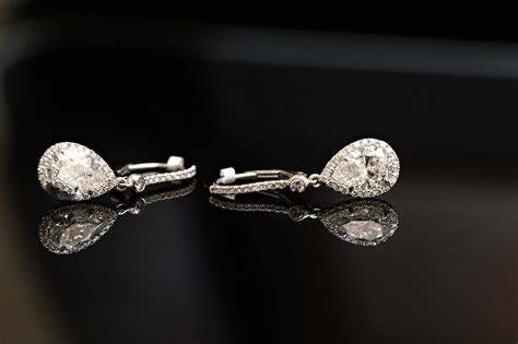 Teardrop Shaped Diamond Drop Earrings