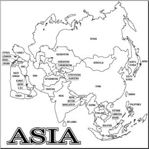 Clip Art Asia Map B W Labeled Abcteach