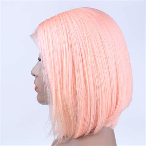 Peruvian Hair Light Pink Color Straight Lace Front Bob Wig Lux Hair Shop