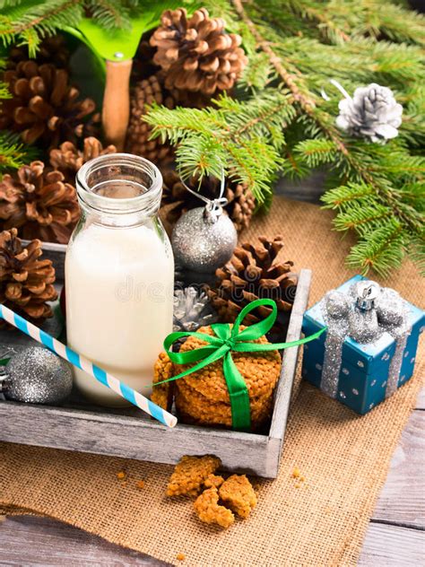 Christmas Milk And Cookies Stock Image Image Of Present