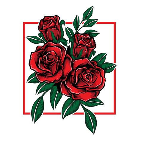 Premium Vector Rose Flower With Leaf Vector