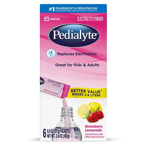 Pedialyte Electrolyte Powder Strawberry Lemonade Powder 06 Oz 6ct