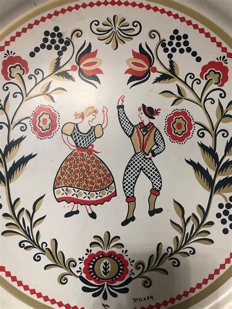 Vintage Maxey Pennsylvania Dutch Folk Art 19 Platter Dancing Couple Etsy