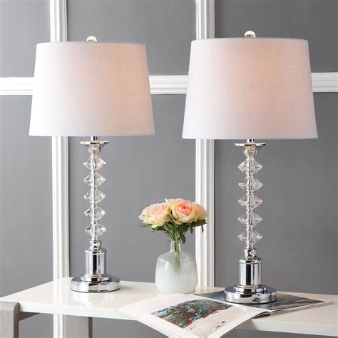 Kinsley 28 Crystal Led Table Lamp Clearchrome Set Of 2