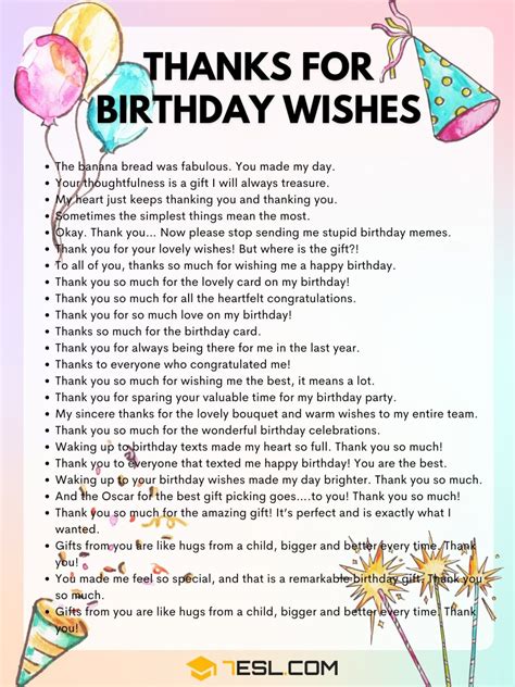 Ways To Say Thanks For Birthday Wishes In English Esl