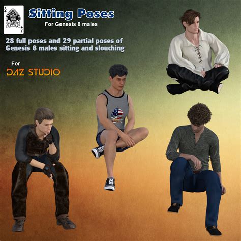sitting poses for genesis 8 males 3d figure assets acepyx
