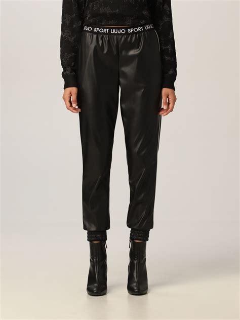 Liu Jo Pants In Synthetic Leather Black Liu Jo Pants Tf1052e0641