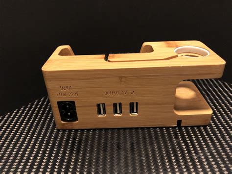 Tendak Apple Watch Iphone Charging Stand 3 Usb Ports Bamboo Wood Usb
