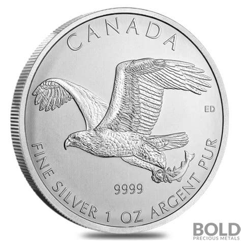 2014 1 Oz Birds Of Prey Canadian Bald Eagle Silver Coin Bold