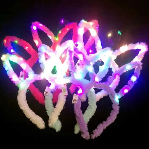 Led Headband Luminous Headdress Bunny Ears Headband Rabbit Headwear For Cosplay Girls Wedding