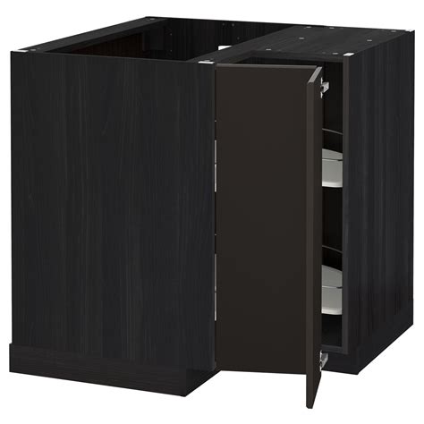 This type of cabinet is installed on the wall so that the edges of the cabin are flush with the wall and then. METOD Corner base cabinet with carousel - black/Kungsbacka ...