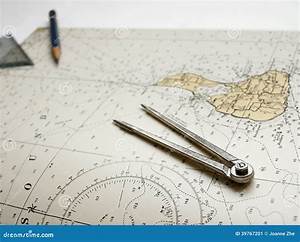 Nautical Chart Dividers Pencil Stock Image Image Of Direction